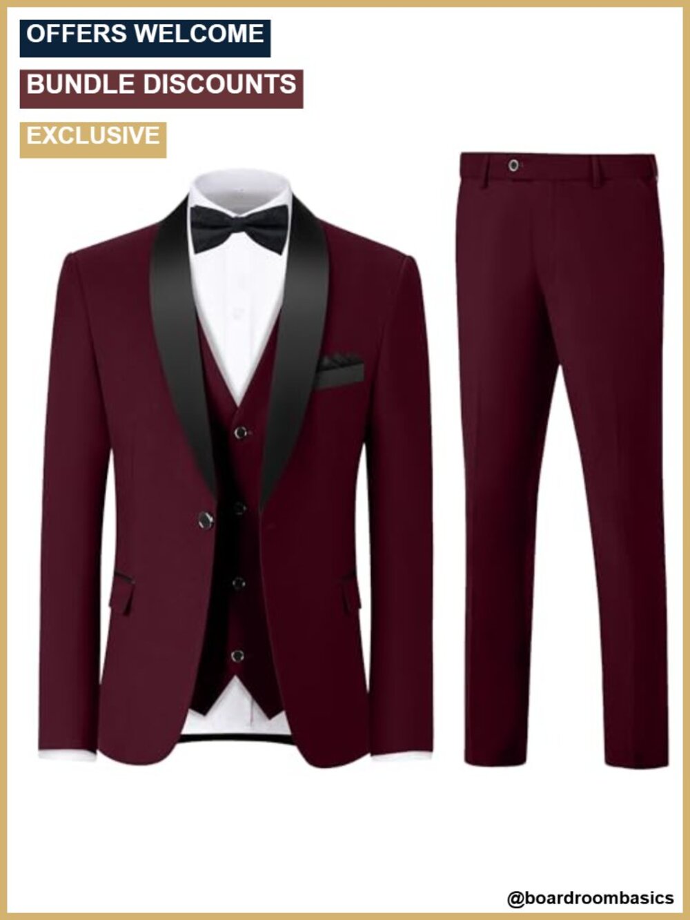 Men's 4 Piece Slim Fit Tuxedo Suit 80% Polyester 20% Viscose Shawl Lapel